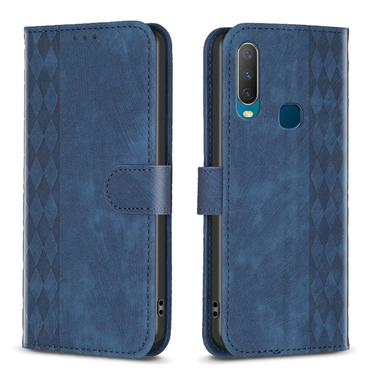Plaid Embossed Leather Phone Case, For vivo Y11 / Y15 / Y12 / Y17, For vivo Y20, For vivo Y21 / Y21s / Y31s, For vivo Y35 4G / Y22s