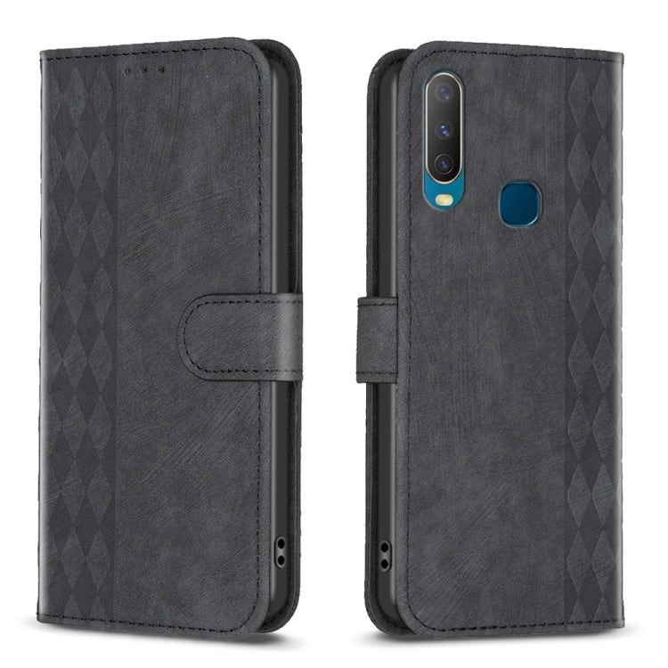 Plaid Embossed Leather Phone Case, For vivo Y11 / Y15 / Y12 / Y17, For vivo Y20, For vivo Y21 / Y21s / Y31s, For vivo Y35 4G / Y22s