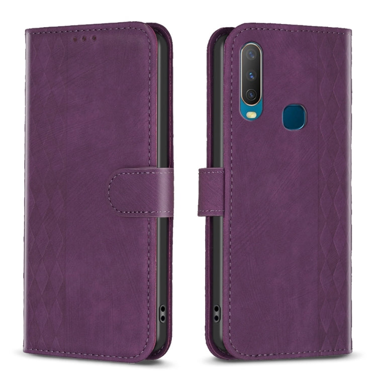Plaid Embossed Leather Phone Case, For vivo Y11 / Y15 / Y12 / Y17, For vivo Y20, For vivo Y21 / Y21s / Y31s, For vivo Y35 4G / Y22s