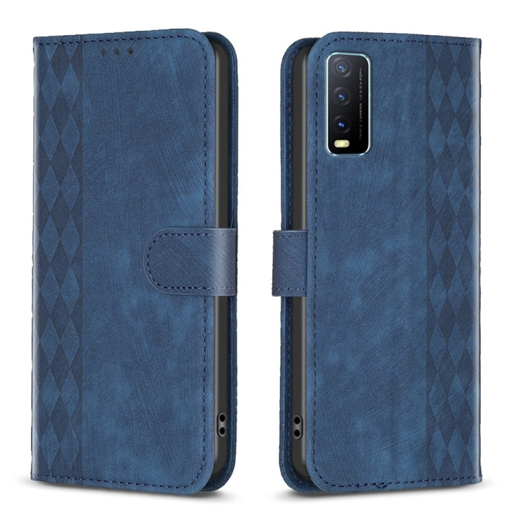 Plaid Embossed Leather Phone Case, For vivo Y11 / Y15 / Y12 / Y17, For vivo Y20, For vivo Y21 / Y21s / Y31s, For vivo Y35 4G / Y22s