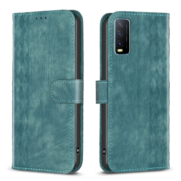 Plaid Embossed Leather Phone Case, For vivo Y11 / Y15 / Y12 / Y17, For vivo Y20, For vivo Y21 / Y21s / Y31s, For vivo Y35 4G / Y22s