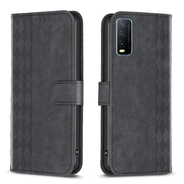 Plaid Embossed Leather Phone Case, For vivo Y11 / Y15 / Y12 / Y17, For vivo Y20, For vivo Y21 / Y21s / Y31s, For vivo Y35 4G / Y22s