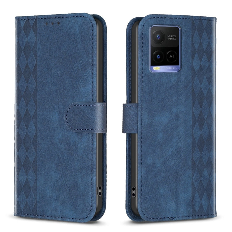 Plaid Embossed Leather Phone Case, For vivo Y11 / Y15 / Y12 / Y17, For vivo Y20, For vivo Y21 / Y21s / Y31s, For vivo Y35 4G / Y22s