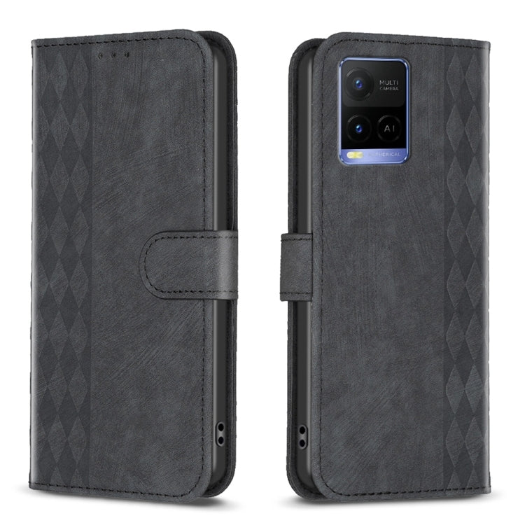 Plaid Embossed Leather Phone Case, For vivo Y11 / Y15 / Y12 / Y17, For vivo Y20, For vivo Y21 / Y21s / Y31s, For vivo Y35 4G / Y22s