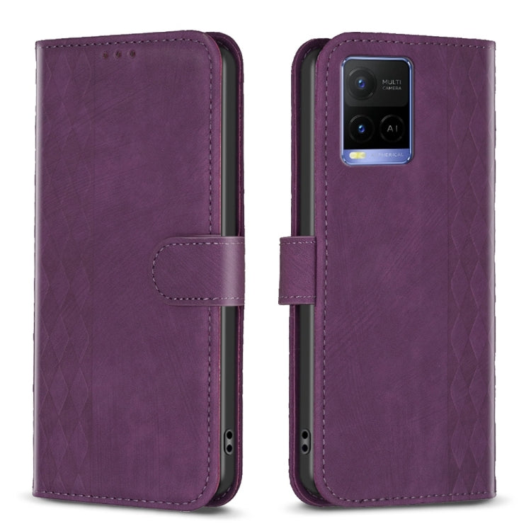 Plaid Embossed Leather Phone Case, For vivo Y11 / Y15 / Y12 / Y17, For vivo Y20, For vivo Y21 / Y21s / Y31s, For vivo Y35 4G / Y22s