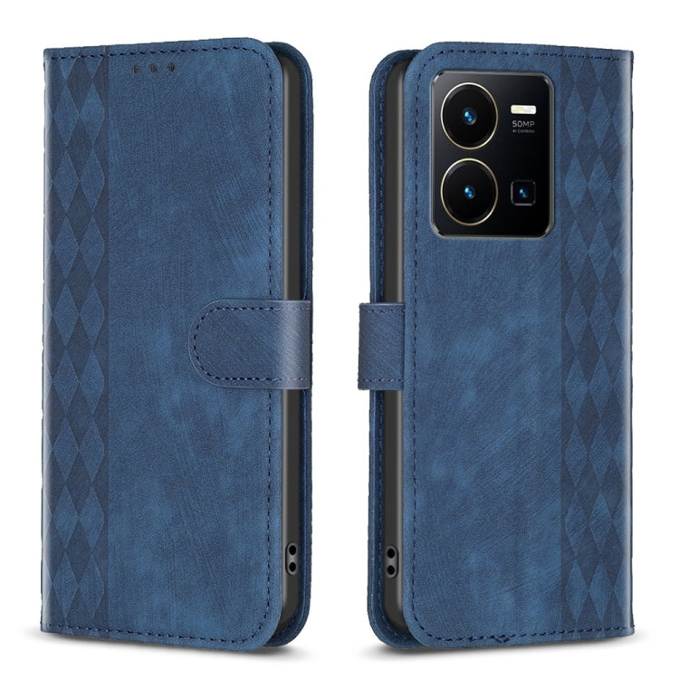 Plaid Embossed Leather Phone Case, For vivo Y11 / Y15 / Y12 / Y17, For vivo Y20, For vivo Y21 / Y21s / Y31s, For vivo Y35 4G / Y22s