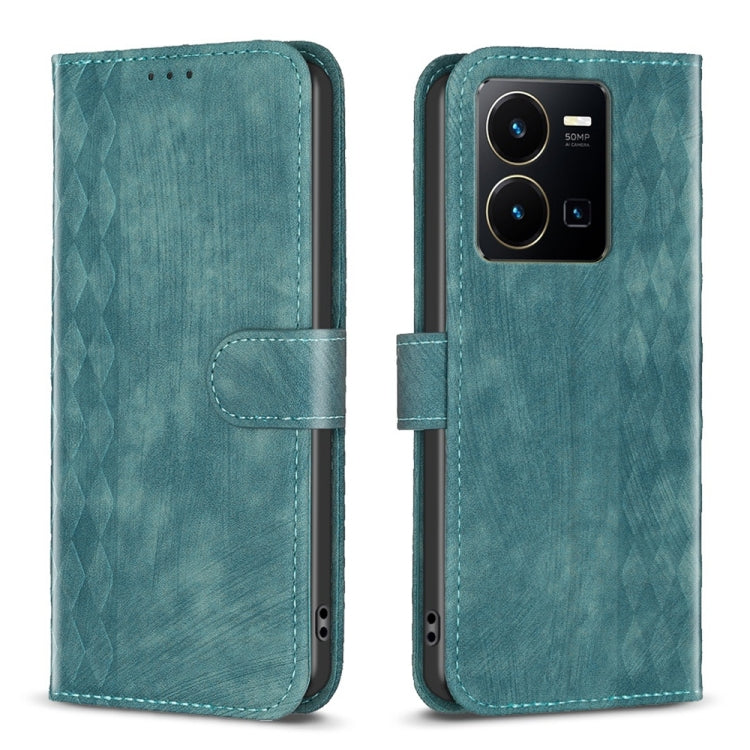 Plaid Embossed Leather Phone Case, For vivo Y11 / Y15 / Y12 / Y17, For vivo Y20, For vivo Y21 / Y21s / Y31s, For vivo Y35 4G / Y22s