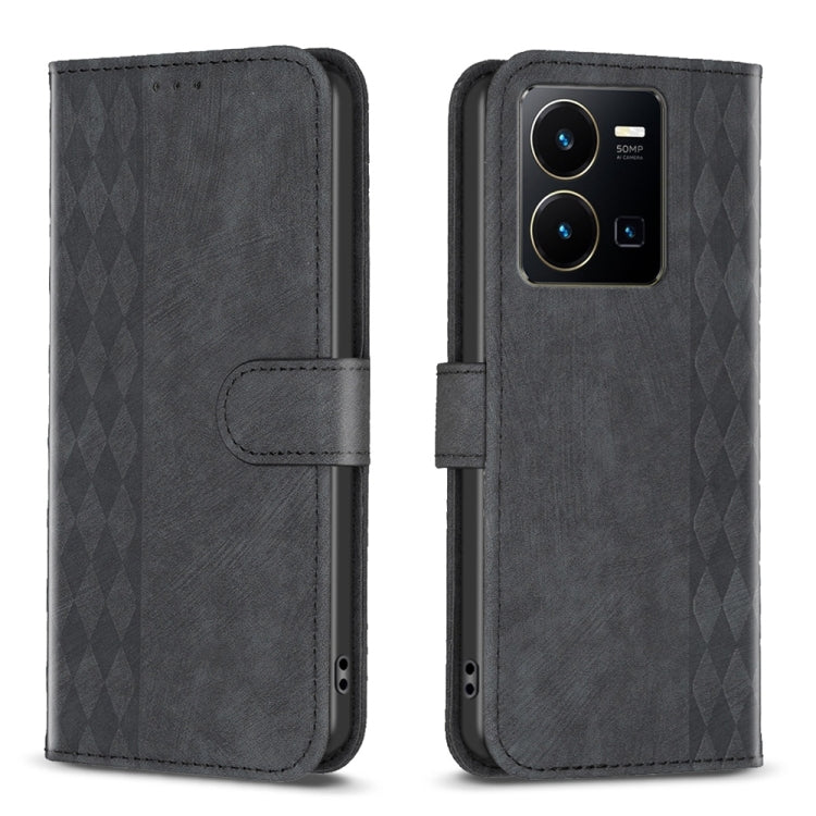 Plaid Embossed Leather Phone Case, For vivo Y11 / Y15 / Y12 / Y17, For vivo Y20, For vivo Y21 / Y21s / Y31s, For vivo Y35 4G / Y22s