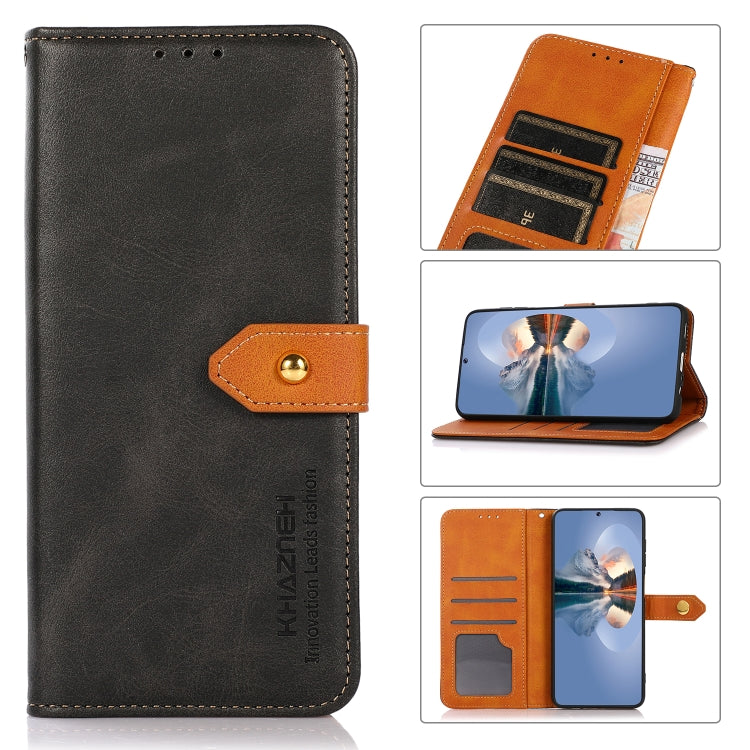 KHAZNEH Dual-color Cowhide Texture Flip Leather Phone Case, For Xiaomi Redmi Note 12S 4G, For Xiaomi Redmi 12 4G