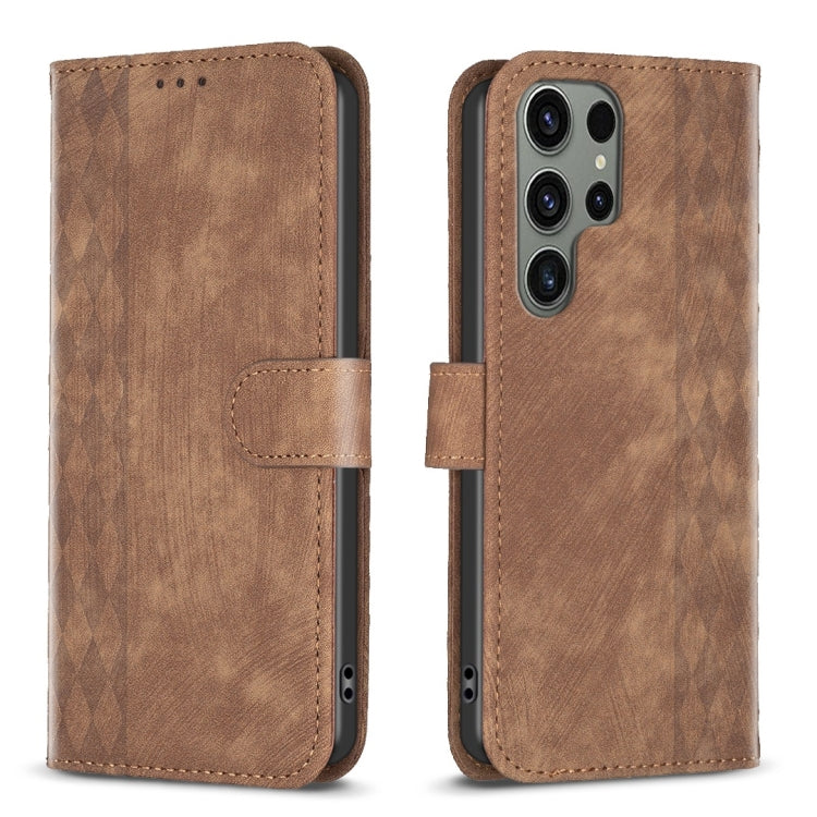 Plaid Embossed Leather Phone Case, For Samsung Galaxy S23 Ultra 5G, For Samsung Galaxy S22 5G, For Samsung Galaxy S22+ 5G, For Samsung Galaxy S22 Ultra 5G, For Samsung Galaxy S21 5G, For Samsung Galaxy S21+ 5G, For Samsung Galaxy S21 Ultra 5G          ...