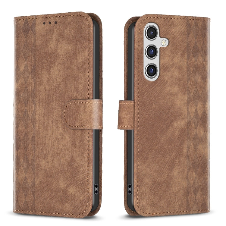 Plaid Embossed Leather Phone Case, For Samsung Galaxy A35, For Samsung Galaxy S24 Ultra 5G, For Samsung Galaxy A15, For Samsung Galaxy A25 5G, For Samsung Galaxy S23 5G, For Samsung Galaxy A55, For Samsung Galaxy S24+ 5G, For Samsung Galaxy S23 FE 5G  ...