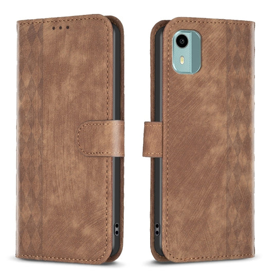 Plaid Embossed Leather Phone Case, For Nokia C12, For Nokia G42/G310, For Nokia C22, For Nokia C32, For Nokia G21 / G11, For Nokia G22