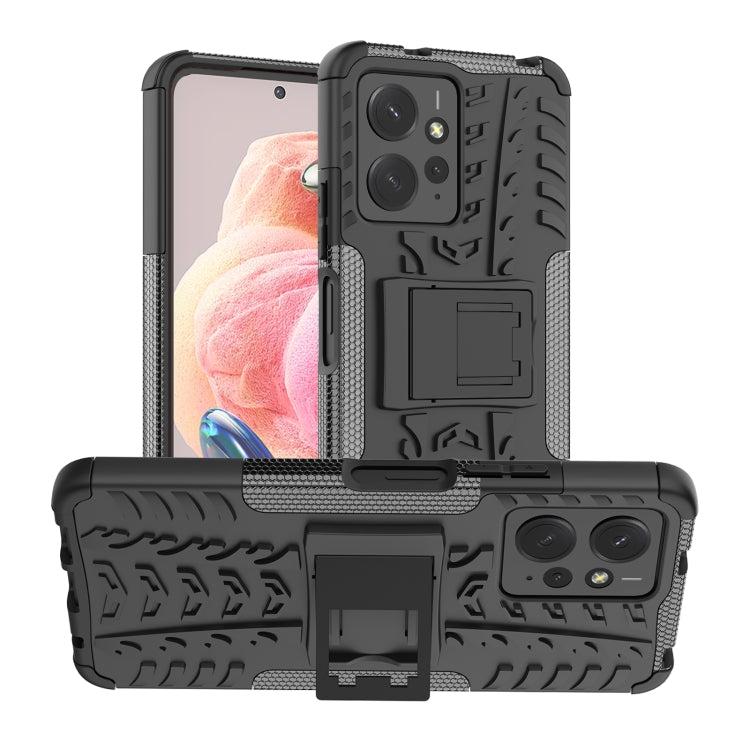 Tire Texture TPU + PC Phone Case with Holder, For Xiaomi Redmi Note 13 4G, For Xiaomi Redmi Note 13 5G Global, For Xiaomi Redmi Note 13 Pro+ 5G, For Xiaomi Redmi Note 13 Pro 5G Global, For Xiaomi Redmi Note 12S / 11S / 11                               ...