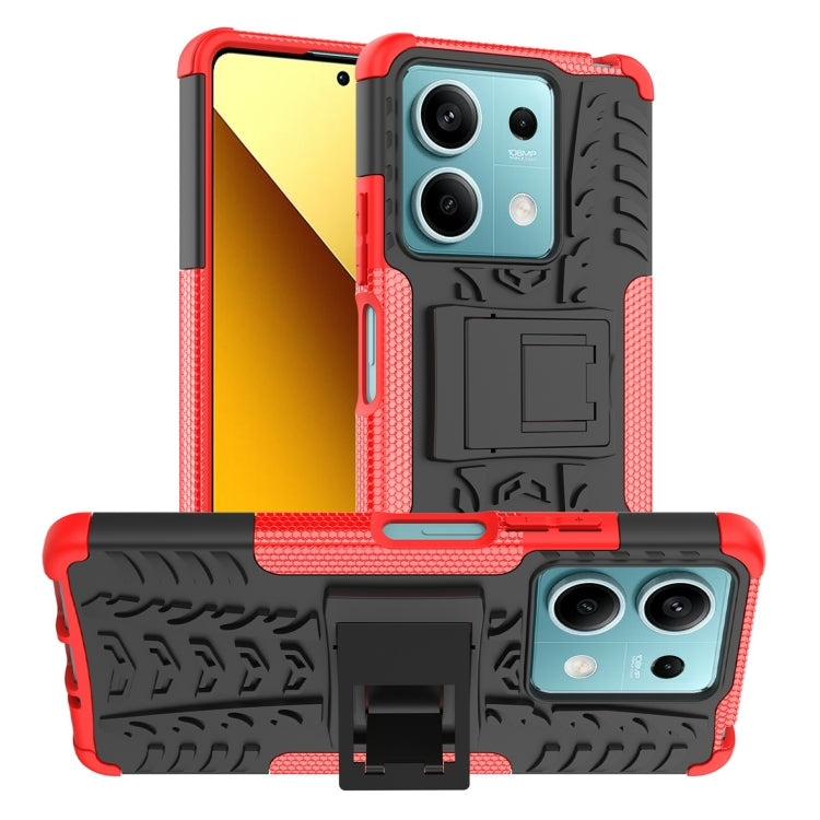 Tire Texture TPU + PC Phone Case with Holder, For Xiaomi Redmi Note 13 4G, For Xiaomi Redmi Note 13 5G Global, For Xiaomi Redmi Note 13 Pro+ 5G, For Xiaomi Redmi Note 13 Pro 5G Global, For Xiaomi Redmi Note 12S / 11S / 11                               ...