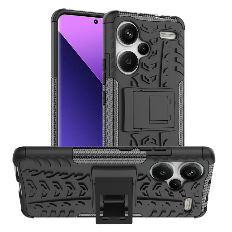 Tire Texture TPU + PC Phone Case with Holder, For Xiaomi Redmi Note 13 4G, For Xiaomi Redmi Note 13 5G Global, For Xiaomi Redmi Note 13 Pro+ 5G, For Xiaomi Redmi Note 13 Pro 5G Global, For Xiaomi Redmi Note 12S / 11S / 11                               ...