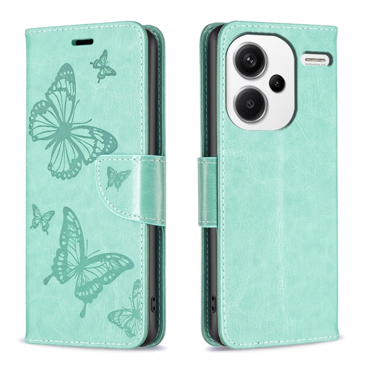 Two Butterflies Embossing Leather Phone Case, For Xiaomi Redmi Note 13 Pro 4G Global, For Xiaomi Poco M6 Pro 4G, For Xiaomi Redmi Note 13 4G Global, For Xiaomi Redmi Note 13, For Xiaomi Redmi 13C, For Xiaomi Redmi Note 13 Pro+ 5G                       ...