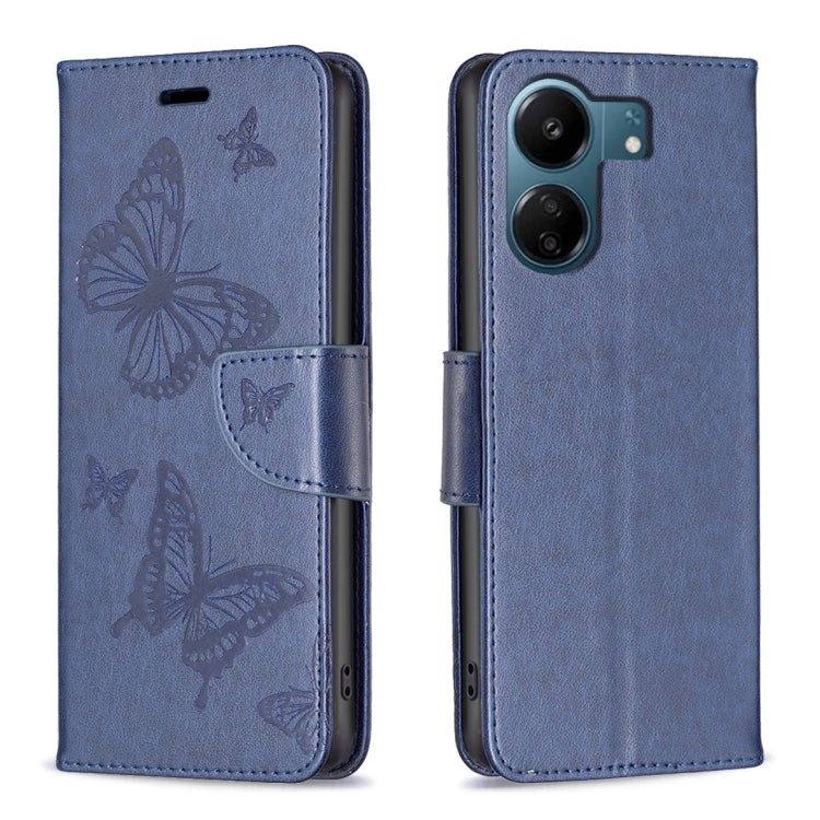 Two Butterflies Embossing Leather Phone Case, For Xiaomi Redmi Note 13 Pro 4G Global, For Xiaomi Poco M6 Pro 4G, For Xiaomi Redmi Note 13 4G Global, For Xiaomi Redmi Note 13, For Xiaomi Redmi 13C, For Xiaomi Redmi Note 13 Pro+ 5G                       ...