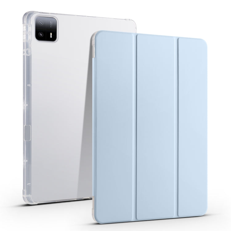 3-fold Clear TPU Smart Leather Tablet Case with Pen Slot, For Xiaomi Pad 7 / 7 Pro, For Xiaomi Redmi Pad Pro 12.1, For Xiaomi Pad 6S Pro, For Xiaomi Pad 6 Max 14, For Xiaomi Pad 6 / 6 Pro