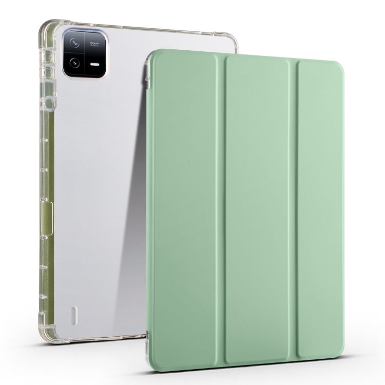 3-fold Clear TPU Smart Leather Tablet Case with Pen Slot, For Xiaomi Pad 7 / 7 Pro, For Xiaomi Redmi Pad Pro 12.1, For Xiaomi Pad 6S Pro, For Xiaomi Pad 6 Max 14, For Xiaomi Pad 6 / 6 Pro