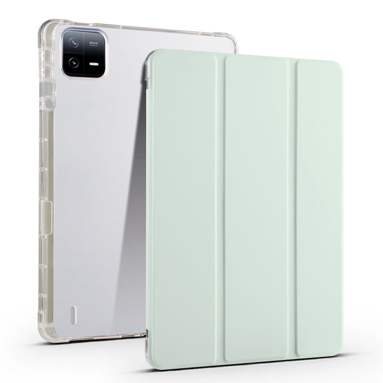 3-fold Clear TPU Smart Leather Tablet Case with Pen Slot, For Xiaomi Pad 7 / 7 Pro, For Xiaomi Redmi Pad Pro 12.1, For Xiaomi Pad 6S Pro, For Xiaomi Pad 6 Max 14, For Xiaomi Pad 6 / 6 Pro