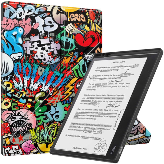 Painted Deformation TPU Leather Smart Tablet Case, For Kobo Elipsa 2E