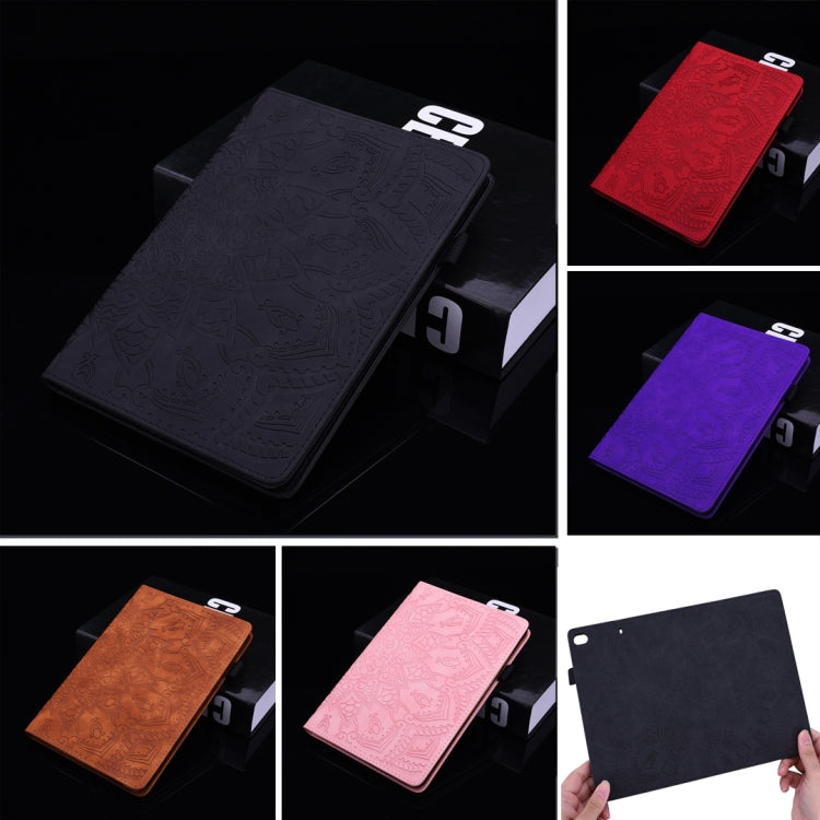 Calf Pattern Double Folding Design Embossed Leather Case with  Holder & Card Slots & Pen Slot &   Elastic Band, For Samsung Galaxy Tab S6 Lite