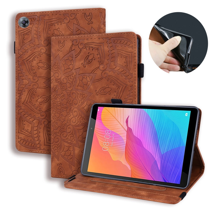 Calf Pattern Double Folding Design Embossed Leather Case with  Holder & Card Slots & Pen Slot &   Elastic Band, For Huawei MatePad T8, For Huawei MediaPad M6 8.4