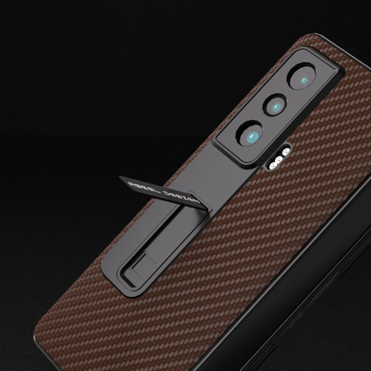 Carbon Fiber Texture Integrated Protective Phone Case with Holder, For Honor Magic Vs