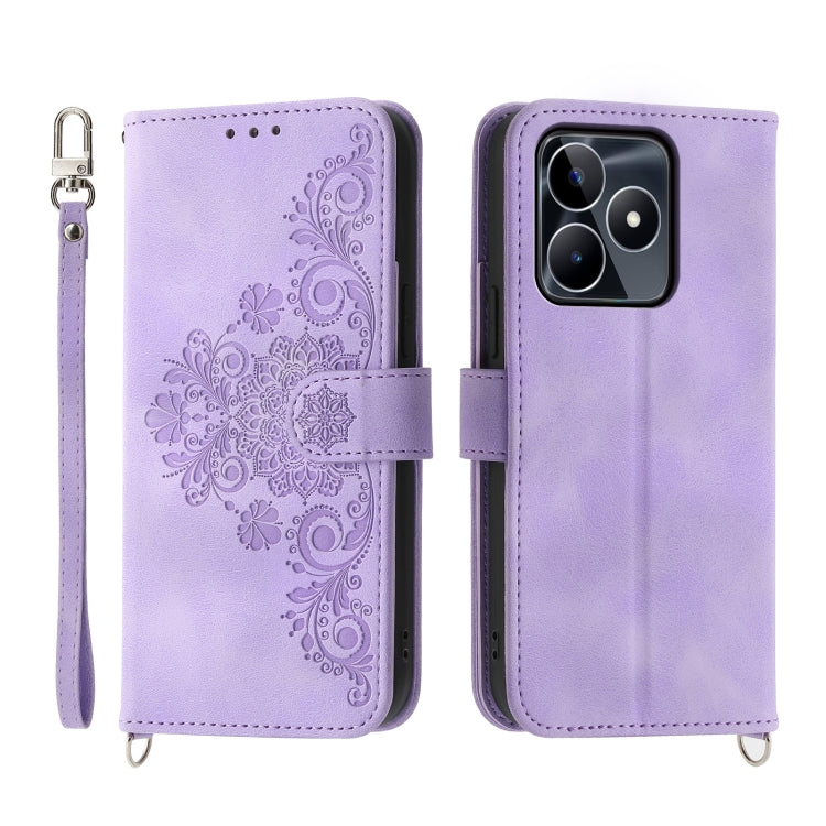 Skin Feel Flowers Embossed Wallet Leather Phone Case, For Realme C53, For Realme 11 Pro 5G / 11 Pro+ 5G