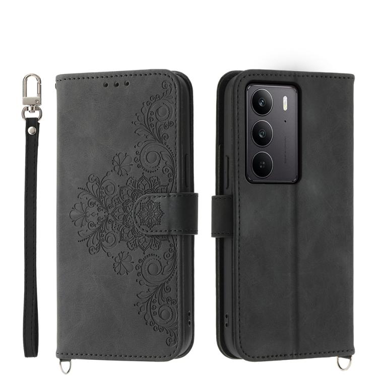 Skin Feel Flowers Embossed Wallet Leather Phone Case, For Realme C100 4G, For Realme 16 5G, For Realme C85 5G / Realme 15x 5G, For Realme C85 Pro 4G, For Realme 15 5G / Realme 15 Pro 5G, For Realme 14 / Realme P3 5G, For Realme 14 Pro+, For Realme 14 P...