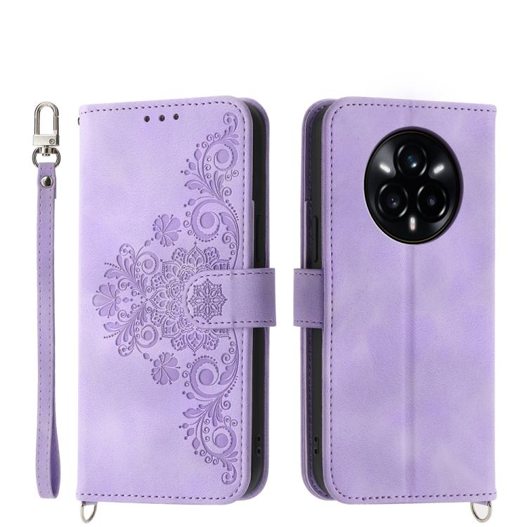 Skin Feel Flowers Embossed Wallet Leather Phone Case, For Realme C100 4G, For Realme 16 5G, For Realme C85 5G / Realme 15x 5G, For Realme C85 Pro 4G, For Realme 15 5G / Realme 15 Pro 5G, For Realme 14 / Realme P3 5G, For Realme 14 Pro+, For Realme 14 P...