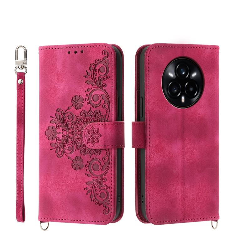 Skin Feel Flowers Embossed Wallet Leather Phone Case, For Realme C100 4G, For Realme 16 5G, For Realme C85 5G / Realme 15x 5G, For Realme C85 Pro 4G, For Realme 15 5G / Realme 15 Pro 5G, For Realme 14 / Realme P3 5G, For Realme 14 Pro+, For Realme 14 P...