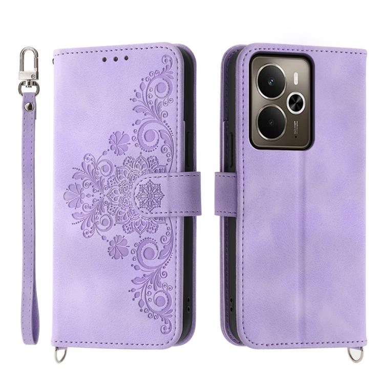 Skin Feel Flowers Embossed Wallet Leather Phone Case, For Realme 16T 5G, For Realme C100 4G, For Realme 16 5G, For Realme C85 5G / Realme 15x 5G, For Realme C85 Pro 4G, For Realme 15 5G / Realme 15 Pro 5G, For Realme 14 / Realme P3 5G, For Realme 14 Pr...
