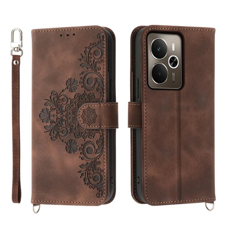 Skin Feel Flowers Embossed Wallet Leather Phone Case, For Realme C100 4G, For Realme 16 5G, For Realme C85 5G / Realme 15x 5G, For Realme C85 Pro 4G, For Realme 15 5G / Realme 15 Pro 5G, For Realme 14 / Realme P3 5G, For Realme 14 Pro+, For Realme 14 P...