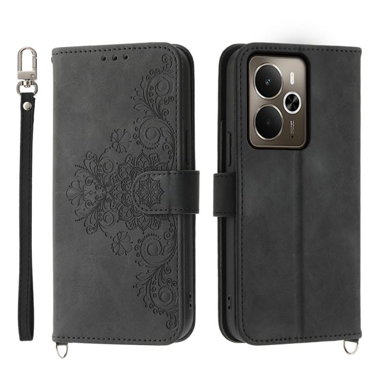 Skin Feel Flowers Embossed Wallet Leather Phone Case, For Realme C100 4G, For Realme 16 5G, For Realme C85 5G / Realme 15x 5G, For Realme C85 Pro 4G, For Realme 15 5G / Realme 15 Pro 5G, For Realme 14 / Realme P3 5G, For Realme 14 Pro+, For Realme 14 P...