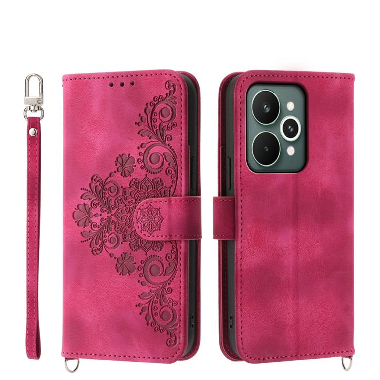 Skin Feel Flowers Embossed Wallet Leather Phone Case, For Realme C100 4G, For Realme 16 5G, For Realme C85 5G / Realme 15x 5G, For Realme C85 Pro 4G, For Realme 15 5G / Realme 15 Pro 5G, For Realme 14 / Realme P3 5G, For Realme 14 Pro+, For Realme 14 P...