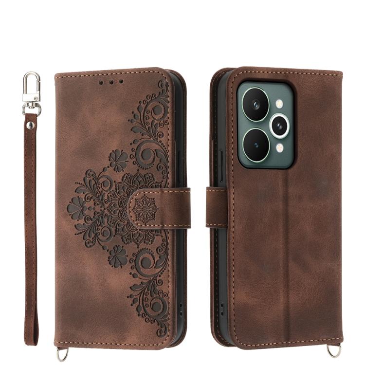 Skin Feel Flowers Embossed Wallet Leather Phone Case, For Realme C100 4G, For Realme 16 5G, For Realme C85 5G / Realme 15x 5G, For Realme C85 Pro 4G, For Realme 15 5G / Realme 15 Pro 5G, For Realme 14 / Realme P3 5G, For Realme 14 Pro+, For Realme 14 P...
