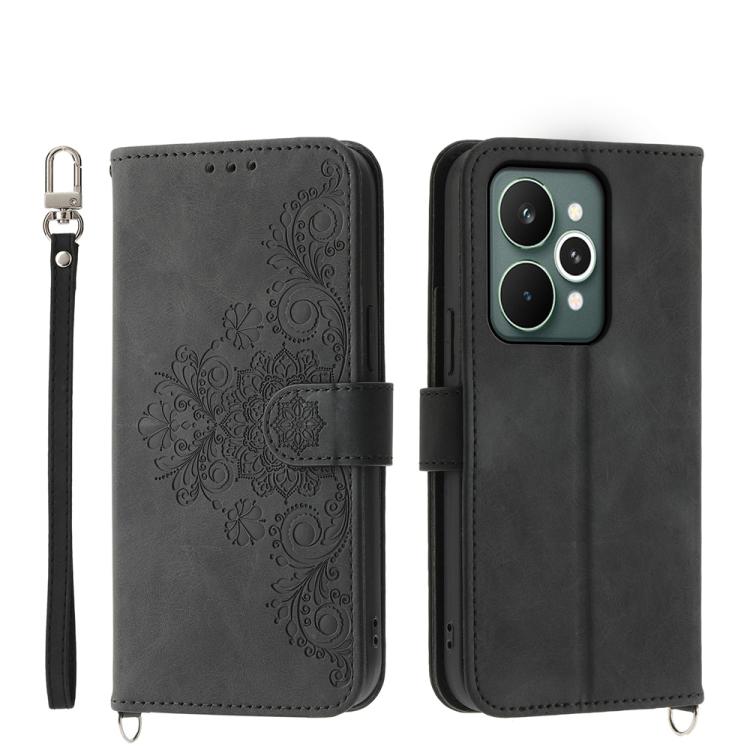 Skin Feel Flowers Embossed Wallet Leather Phone Case, For Realme C100 4G, For Realme 16 5G, For Realme C85 5G / Realme 15x 5G, For Realme C85 Pro 4G, For Realme 15 5G / Realme 15 Pro 5G, For Realme 14 / Realme P3 5G, For Realme 14 Pro+, For Realme 14 P...