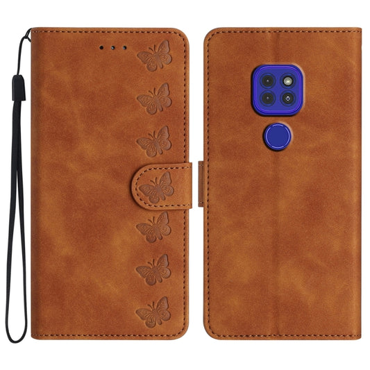 Seven Butterflies Embossed Leather Phone Case, For Motorola Moto G9, For Motorola Moto E 2020, For Motorola Edge+ 2020, For Motorola Moto G8 Play, For Motorola One Action, For Motorola Moto E6 Play, For Motorola Moto G7 Power