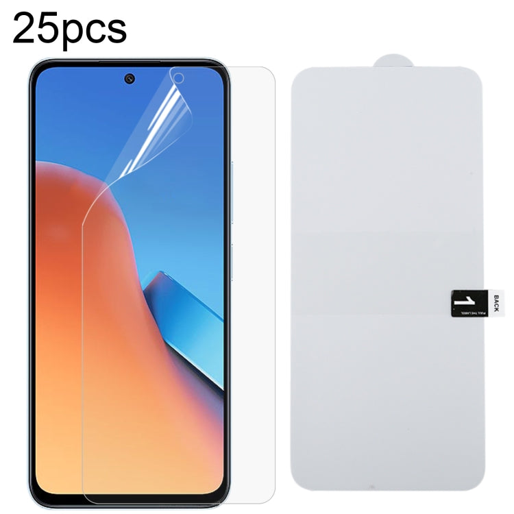 25pcs Full Screen Protector Explosion-proof Hydrogel Film, For Xiaomi Redmi 12 / 12R / 12 5G / Note 12R / Poco M6 Pro, For Xiaomi 13T Pro, For Xiaomi Redmi Note 12T Pro, For Xiaomi 13T