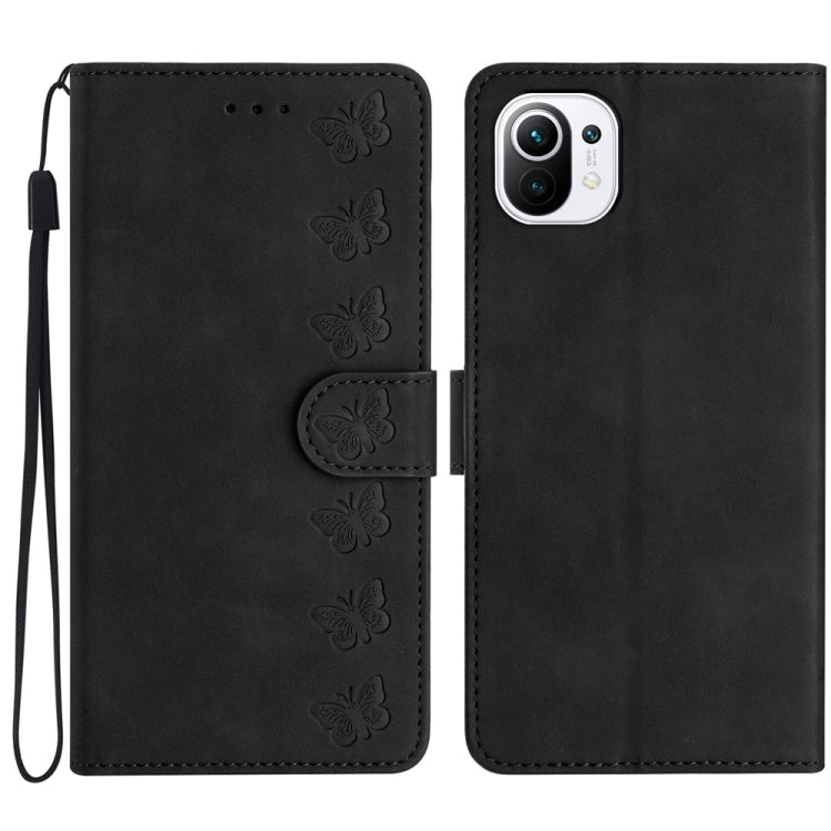 Seven Butterflies Embossed Leather Phone Case, For Xiaomi Redmi 13C 4G, For Xiaomi 13T, For Xiaomi Mi 11 Lite, For Xiaomi Redmi Note 12 Pro 5G Global, For Xiaomi Redmi Note 12 5G Global, For Xiaomi 13 Pro, For Xiaomi 13, For Xiaomi 12T / 12T Pro