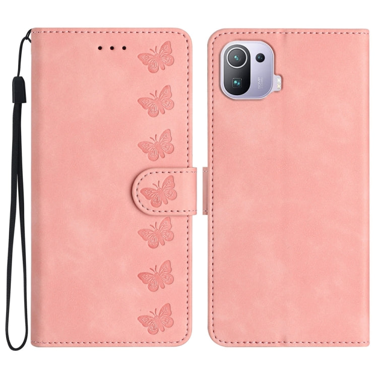 Seven Butterflies Embossed Leather Phone Case, For Xiaomi 11T / 11T Pro, For Xiaomi Redmi 10, For Xiaomi Mi 11 Ultra, For Xiaomi Mi 11 Pro, For Xiaomi Redmi Note 10 5G, For Xiaomi Redmi 9A, For Xiaomi Redmi 9, For Xiaomi Redmi 9C