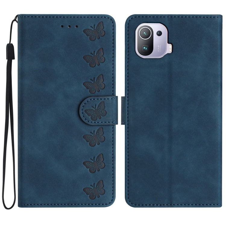 Seven Butterflies Embossed Leather Phone Case, For Xiaomi 11T / 11T Pro, For Xiaomi Redmi 10, For Xiaomi Mi 11 Ultra, For Xiaomi Mi 11 Pro, For Xiaomi Redmi Note 10 5G, For Xiaomi Redmi 9A, For Xiaomi Redmi 9, For Xiaomi Redmi 9C