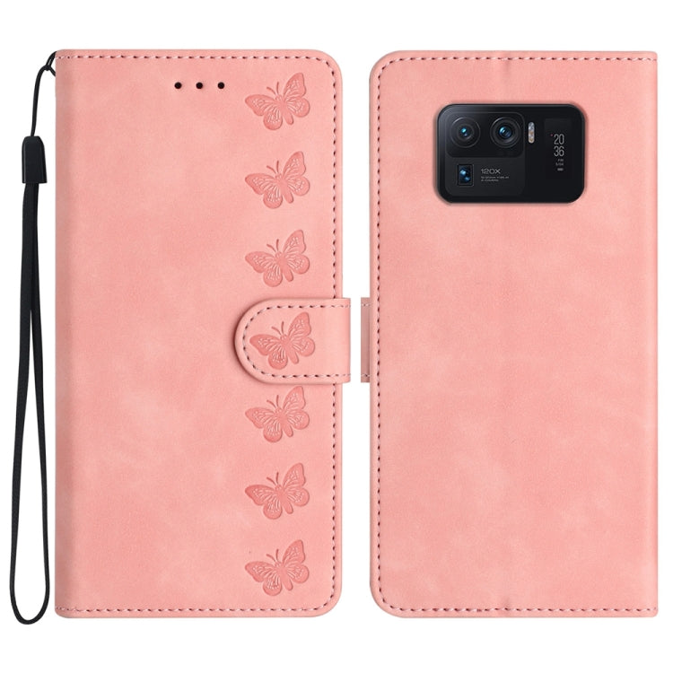 Seven Butterflies Embossed Leather Phone Case, For Xiaomi 11T / 11T Pro, For Xiaomi Redmi 10, For Xiaomi Mi 11 Ultra, For Xiaomi Mi 11 Pro, For Xiaomi Redmi Note 10 5G, For Xiaomi Redmi 9A, For Xiaomi Redmi 9, For Xiaomi Redmi 9C