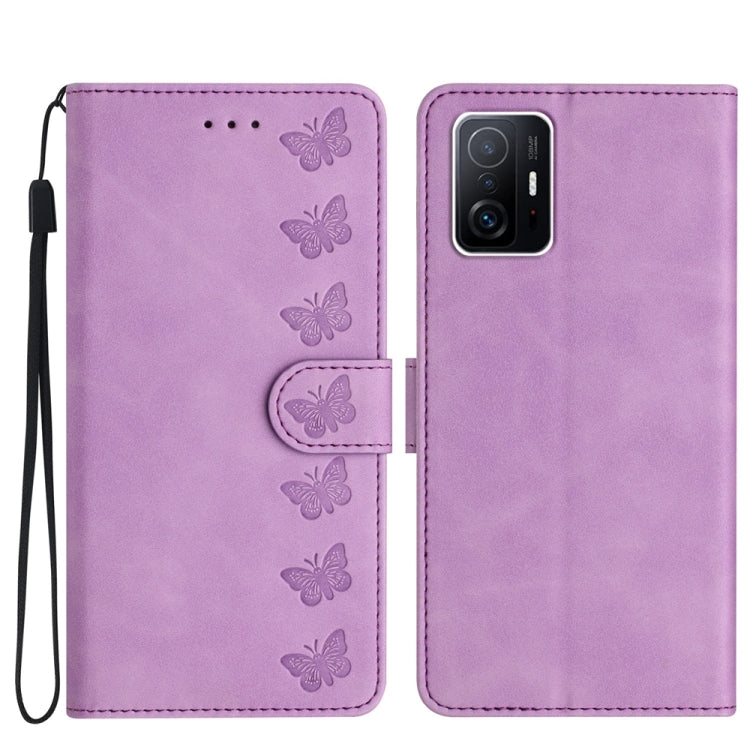 Seven Butterflies Embossed Leather Phone Case, For Xiaomi 11T / 11T Pro, For Xiaomi Redmi 10, For Xiaomi Mi 11 Ultra, For Xiaomi Mi 11 Pro, For Xiaomi Redmi Note 10 5G, For Xiaomi Redmi 9A, For Xiaomi Redmi 9, For Xiaomi Redmi 9C