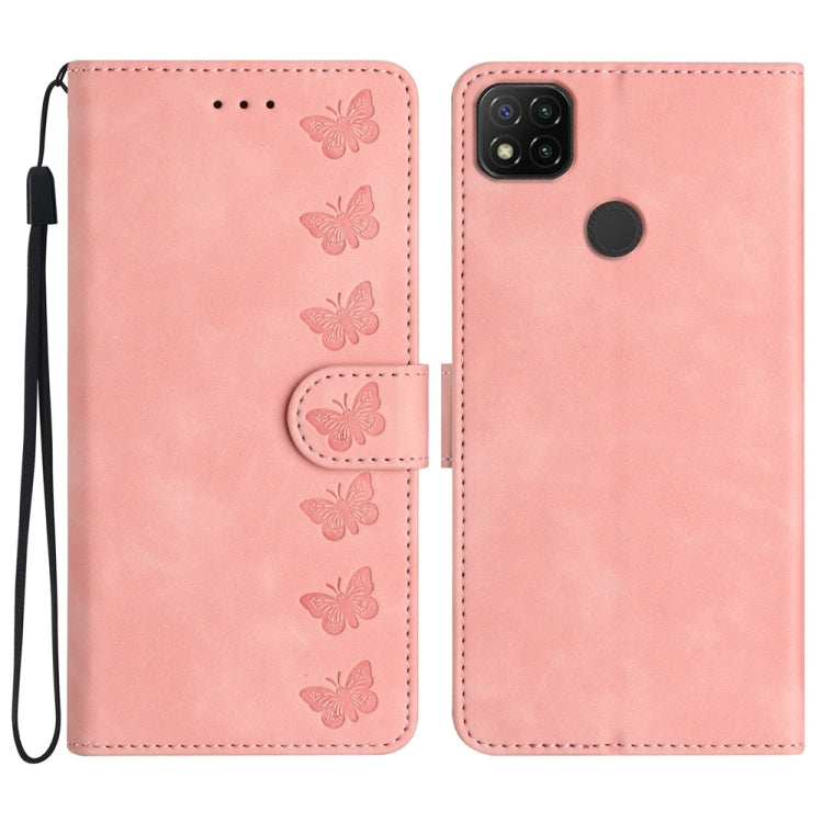 Seven Butterflies Embossed Leather Phone Case, For Xiaomi 11T / 11T Pro, For Xiaomi Redmi 10, For Xiaomi Mi 11 Ultra, For Xiaomi Mi 11 Pro, For Xiaomi Redmi Note 10 5G, For Xiaomi Redmi 9A, For Xiaomi Redmi 9, For Xiaomi Redmi 9C