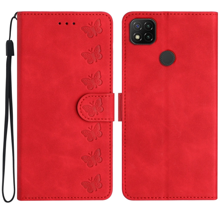 Seven Butterflies Embossed Leather Phone Case, For Xiaomi 11T / 11T Pro, For Xiaomi Redmi 10, For Xiaomi Mi 11 Ultra, For Xiaomi Mi 11 Pro, For Xiaomi Redmi Note 10 5G, For Xiaomi Redmi 9A, For Xiaomi Redmi 9, For Xiaomi Redmi 9C