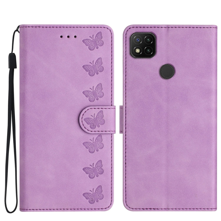 Seven Butterflies Embossed Leather Phone Case, For Xiaomi 11T / 11T Pro, For Xiaomi Redmi 10, For Xiaomi Mi 11 Ultra, For Xiaomi Mi 11 Pro, For Xiaomi Redmi Note 10 5G, For Xiaomi Redmi 9A, For Xiaomi Redmi 9, For Xiaomi Redmi 9C