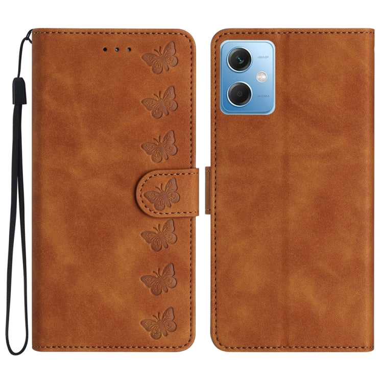 Seven Butterflies Embossed Leather Phone Case, For Xiaomi Redmi 13C 4G, For Xiaomi 13T, For Xiaomi Mi 11 Lite, For Xiaomi Redmi Note 12 Pro 5G Global, For Xiaomi Redmi Note 12 5G Global, For Xiaomi 13 Pro, For Xiaomi 13, For Xiaomi 12T / 12T Pro