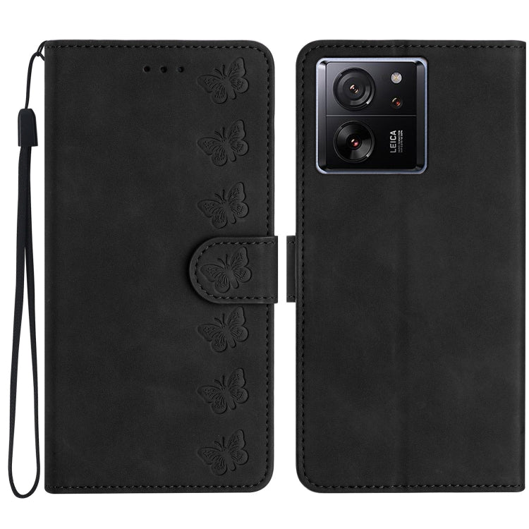 Seven Butterflies Embossed Leather Phone Case, For Xiaomi Redmi 13C 4G, For Xiaomi 13T, For Xiaomi Mi 11 Lite, For Xiaomi Redmi Note 12 Pro 5G Global, For Xiaomi Redmi Note 12 5G Global, For Xiaomi 13 Pro, For Xiaomi 13, For Xiaomi 12T / 12T Pro